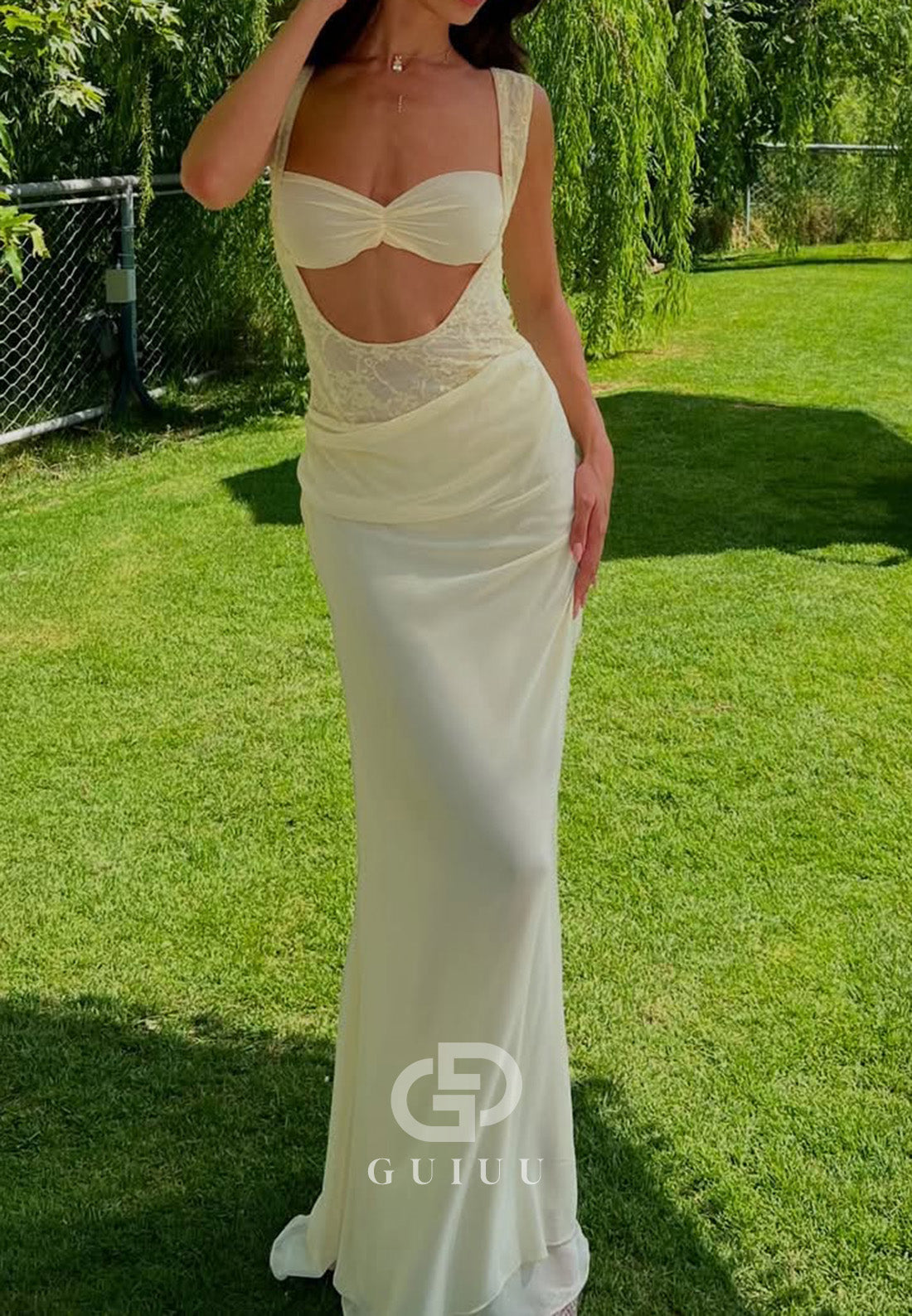 Daffodil Spaghetti Straps Sweetheart A-Line Prom Dress