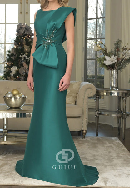 Dark Green Sleeveless Empire-Waist A-Line Mother of the Bride Dress