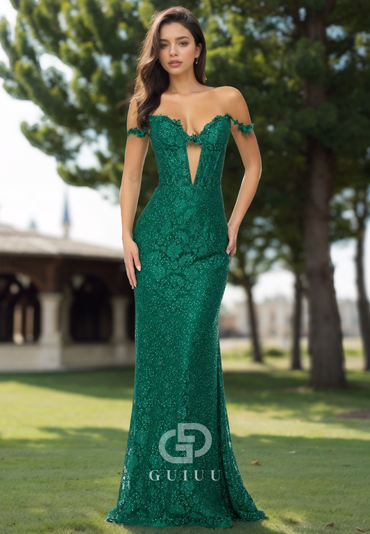 Dark Green Sleeveless Strapless Prom Dress with Train Backless Evening Party Dress