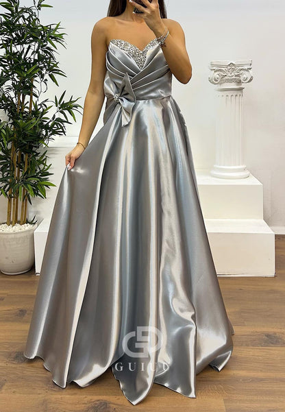 Elegant A-Line Sleeveless Strapless Bowknot Evening Dress