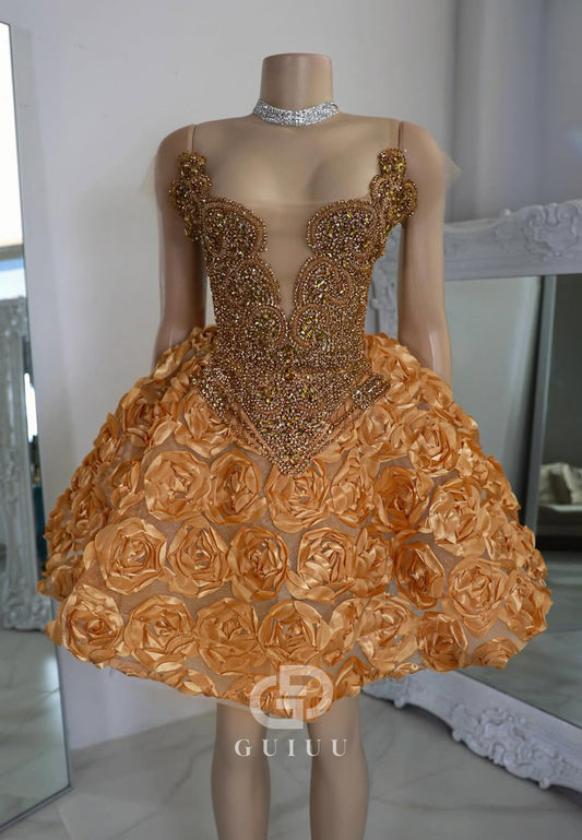 Elegant A-Line Sleeveless V-Neck Appliques Homecoming Dress
