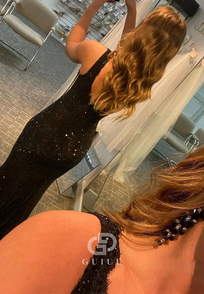 Elegant Glitter Rhinestone Lace Long Prom Dress