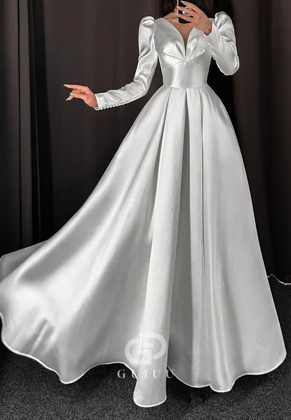 Elegant Long Sleeves Sweetheart A-Line Empire-Waist Wedding Dress