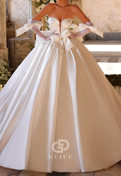 Elegant Sleeveless Strapless Bowknot A-Line Wedding Dress