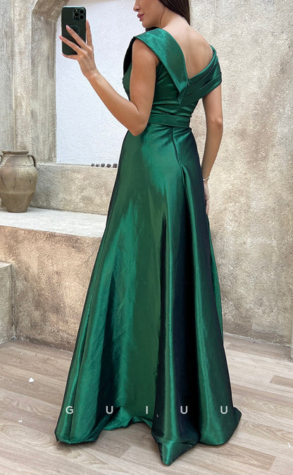 G3503 - Classic & Modern Asymmetrical Sash A-Line Satin Floor--Length Ballgown Prom Dress