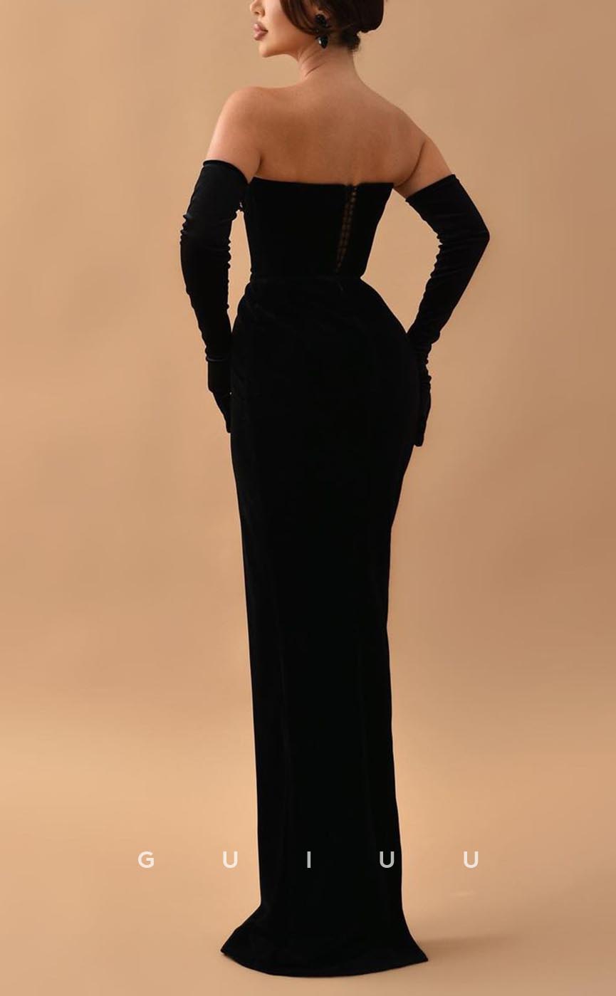 G3578 - Sexy & Hot Sheath Sweetheart Lace Long Sleeves High Side Slit Party Gown Prom Dress