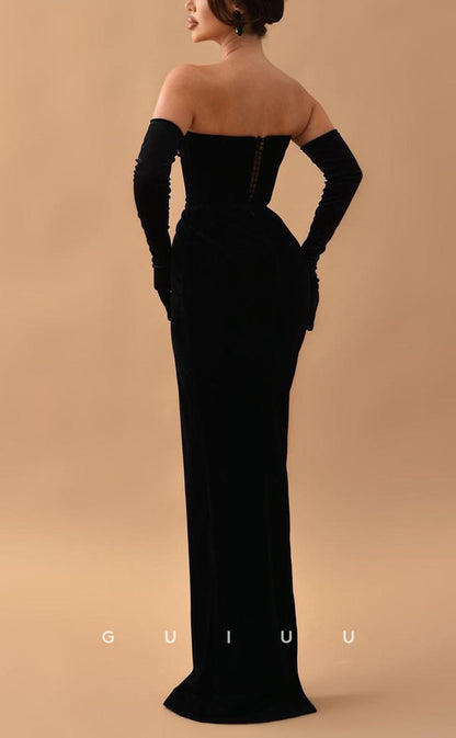 G3578 - Sexy & Hot Sheath Sweetheart Lace Long Sleeves High Side Slit Party Gown Prom Dress