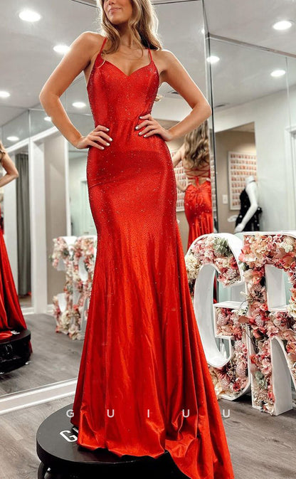G3788 - Sexy & Hot Trumpet V-Neck Fully Beaded and Draped Evening Party Gown Prom Dress