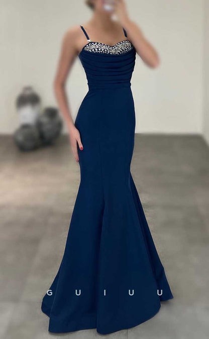 G3997 - Sexy & Hot Trumpet Sweetheart Straps Beaded and Draped Evening Party Prom Dress