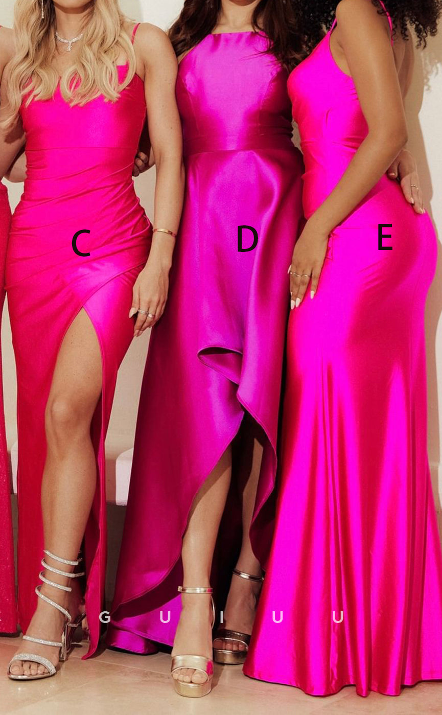 GB126 - Sexy & Hot Mermaid One Shoulder High Side Slit Draped Long Bridesmaid Dress
