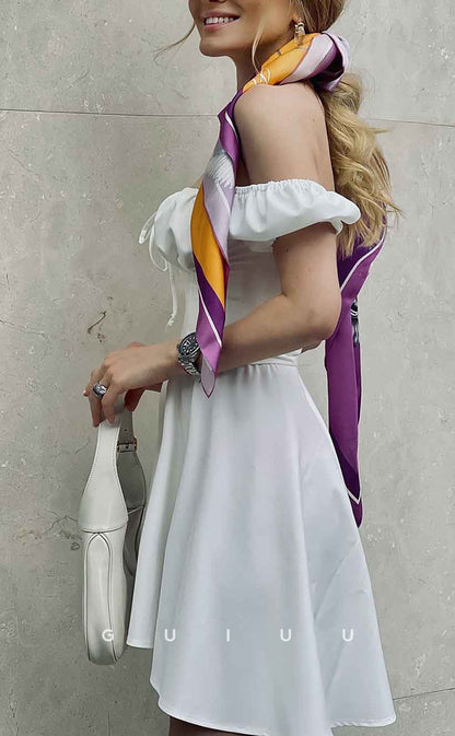 GH511 - Sexy Sheath/Column A-Line Off-Shoulder Dress Strapless High Low Girdling Homecoming Dress