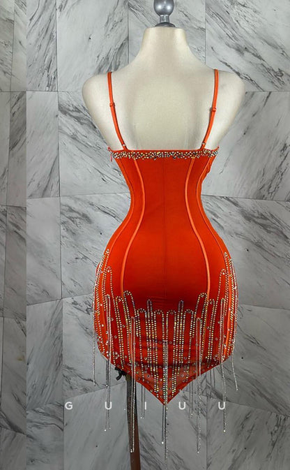 GH515 - Sheath/Column Spaghetti Straps Sweetheart Cocktail Dress Velvet Sashes Embellished Jewel Party Dress