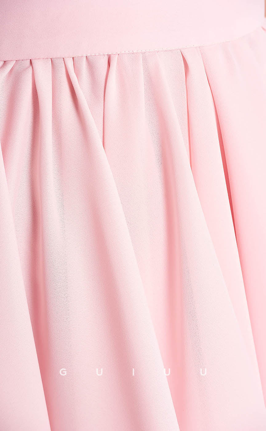 GH601 - Chic & Modern Tulle Floral One-Shoulder Belt Short Party Homecoming Dress