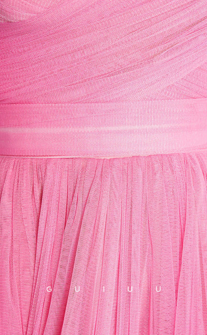 GH602 - Elegant & Luxurious TulleSweetheart Floral  One-Shoulder Lace-Up Homecoming Dress