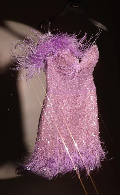 GH664 - Sexy Sheath One-shoulder Sequins Beaded Homecoming Dress