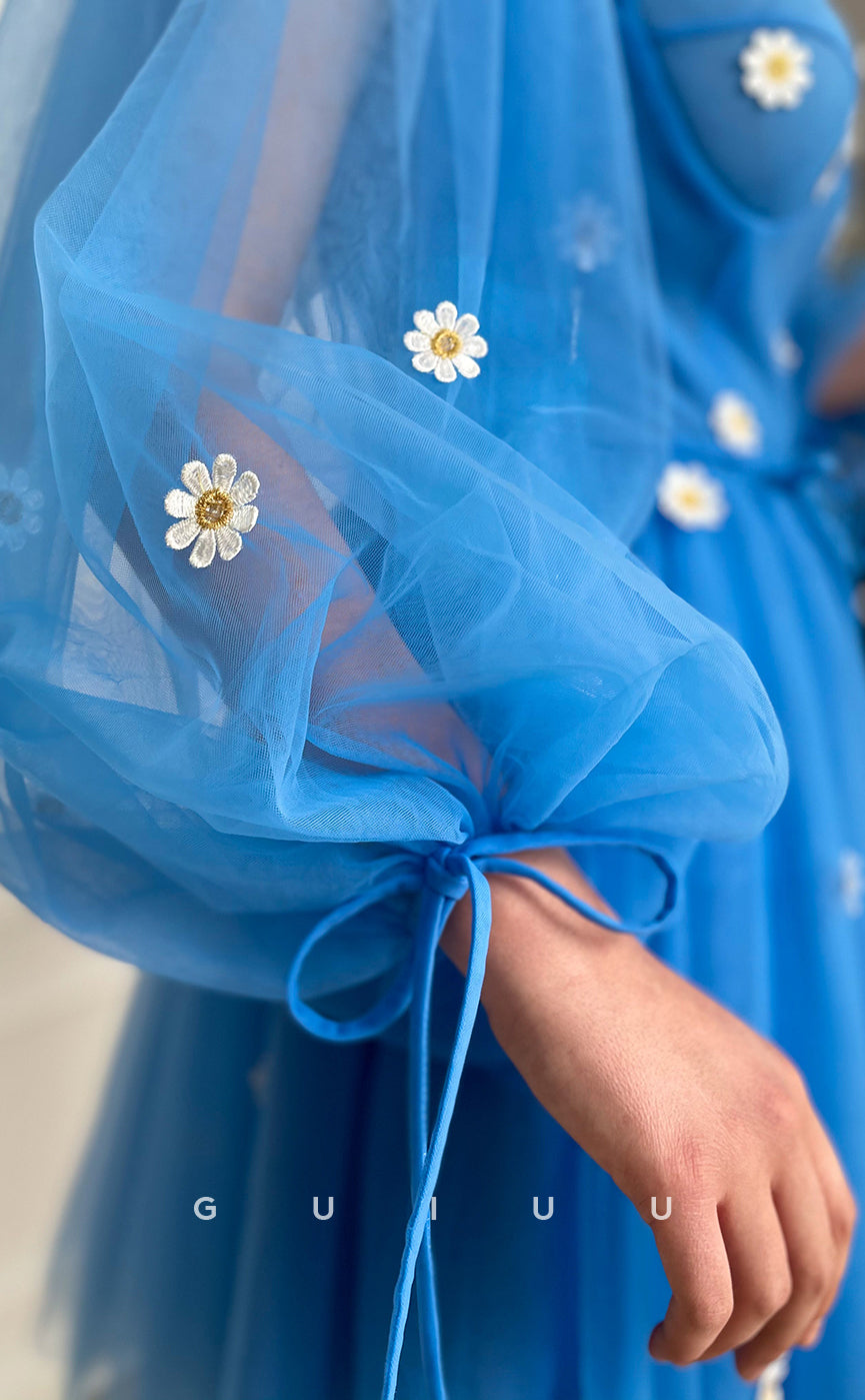 GH417 - A Line Sweetheart Long Sleeves Vintage Homecoming Dress