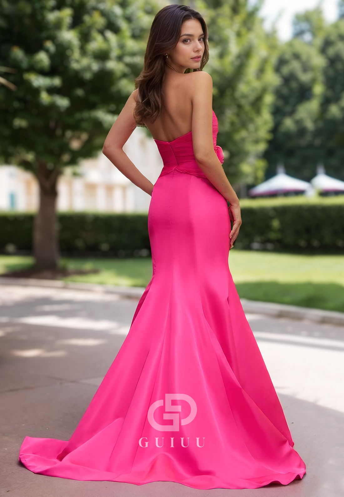 Mermaid Sleeveless Strapless Bowknot Prom Party Dress