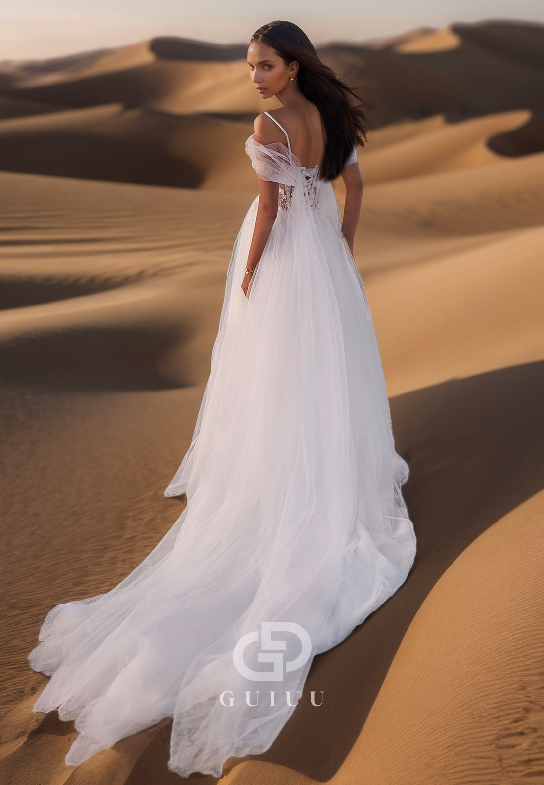 A-Line Spaghetti Straps Sweetheart Corset Tulle Appliques Lace Wedding Dress