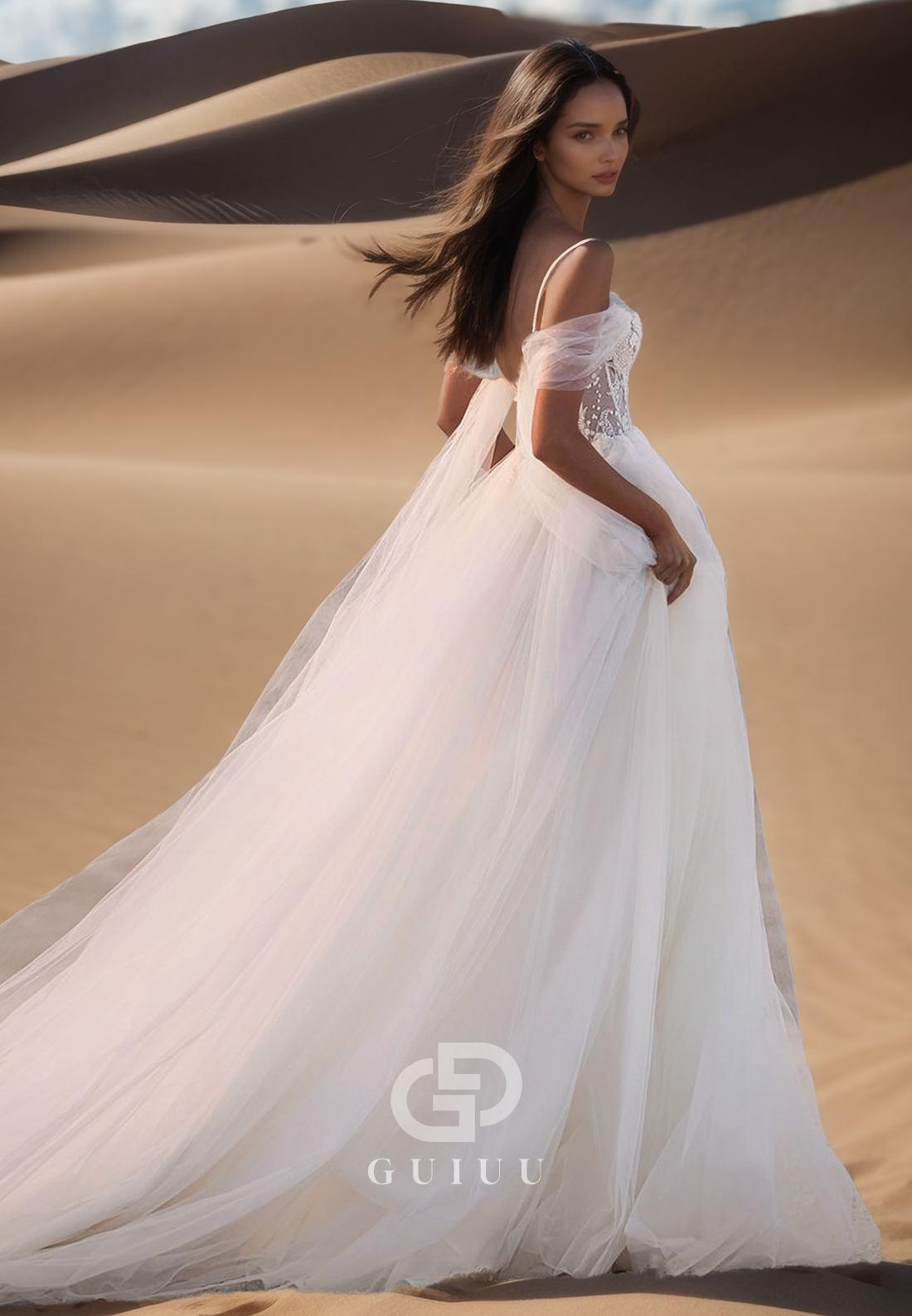 A-Line Spaghetti Straps Sweetheart Corset Tulle Appliques Lace Wedding Dress