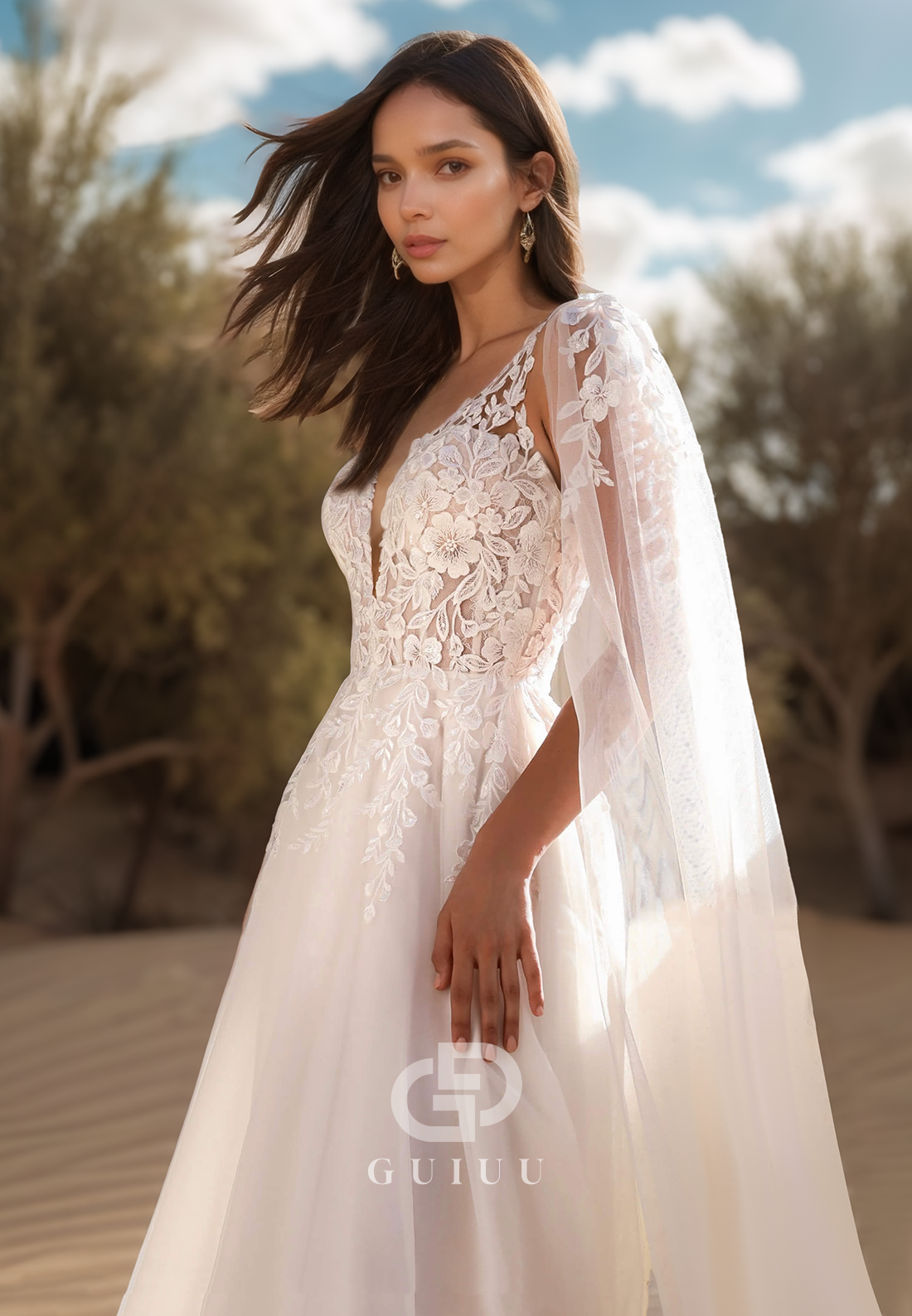 Spaghetti Straps V-Neck Empire-Waist Satin Wedding Dress