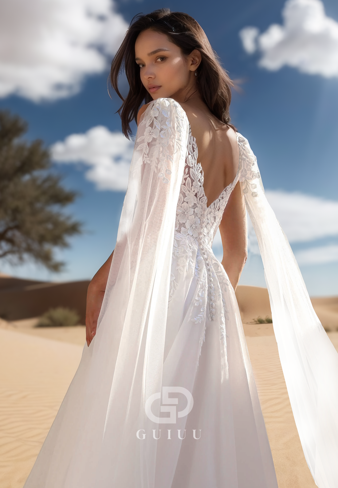 Spaghetti Straps V-Neck Empire-Waist Satin Wedding Dress