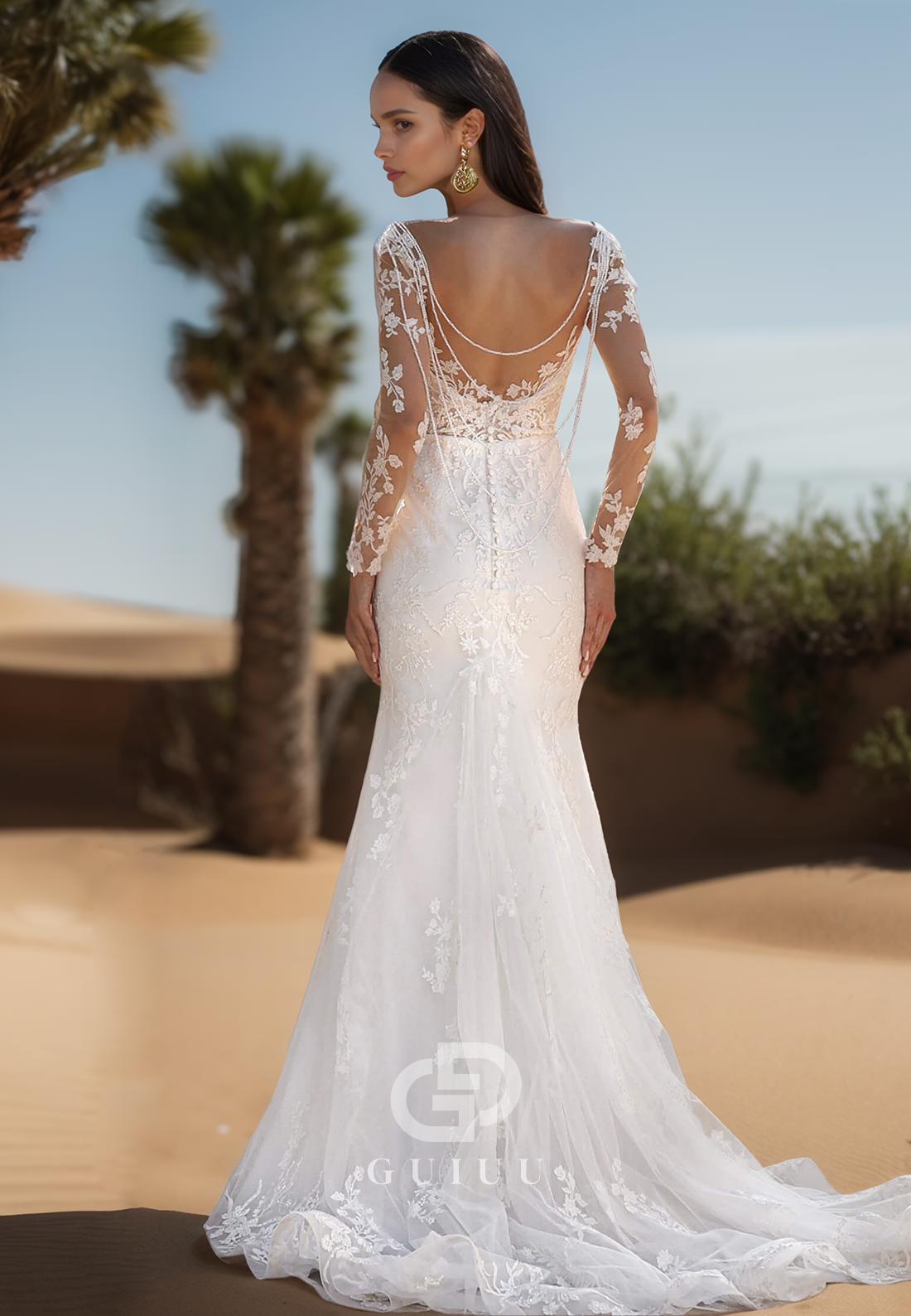 Mermaid Long Sleeves Sweetheart Corset Tulle Romantic Wedding Dress