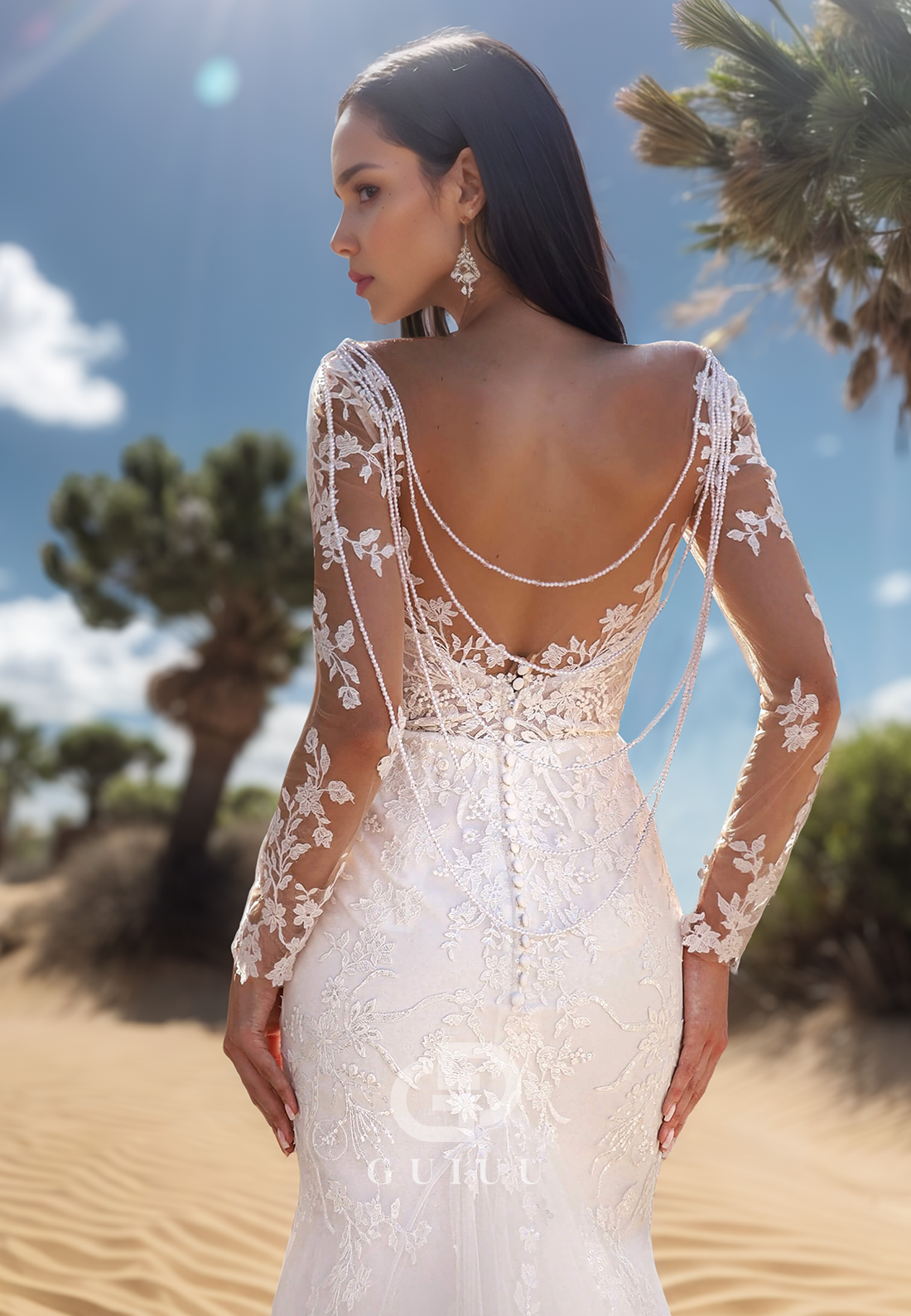 Mermaid Long Sleeves Sweetheart Corset Tulle Romantic Wedding Dress