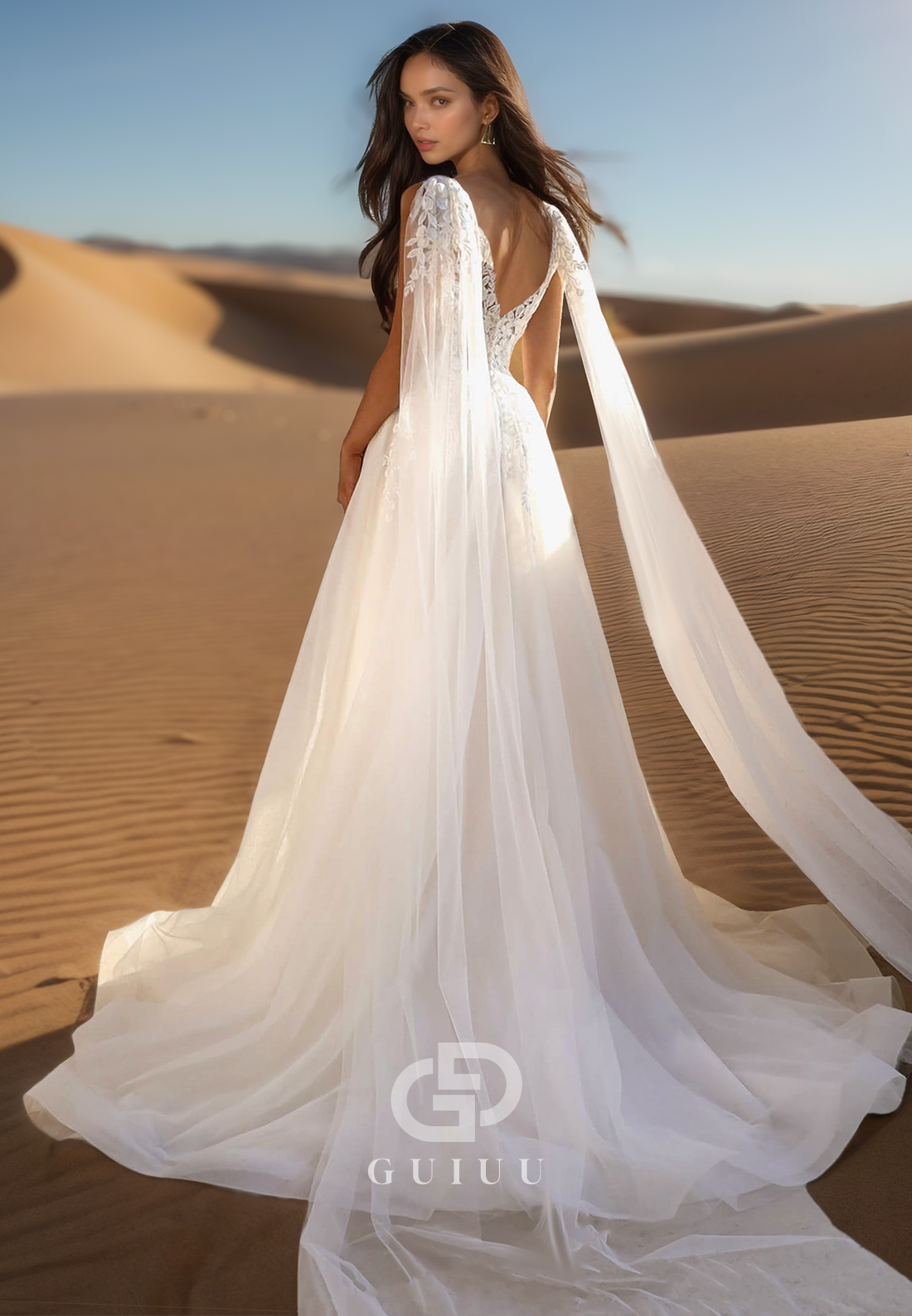 Spaghetti Straps V-Neck Empire-Waist Satin Wedding Dress