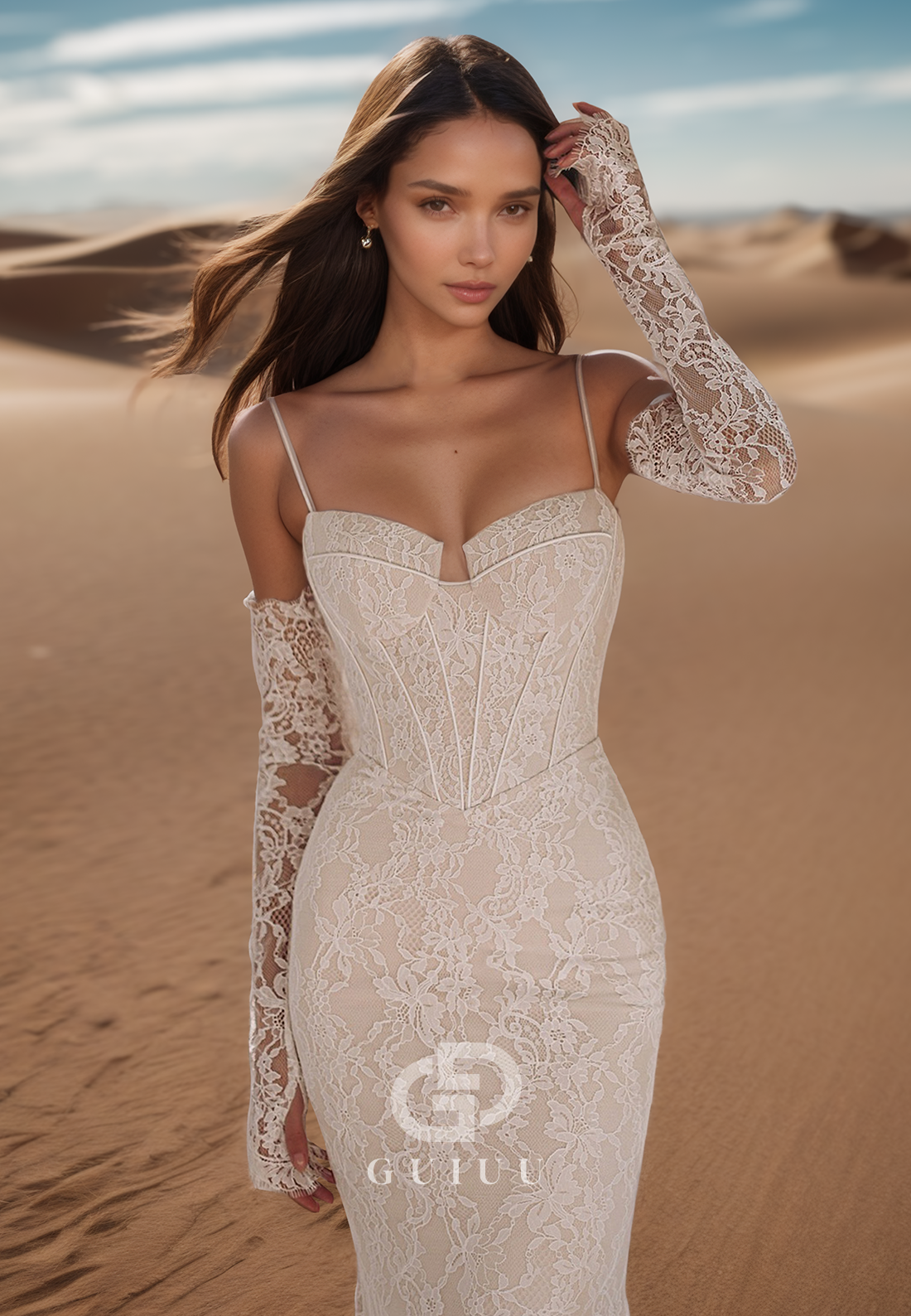 Spaghetti Straps Sweetheart Appliques Backless Mermaid Wedding Dress