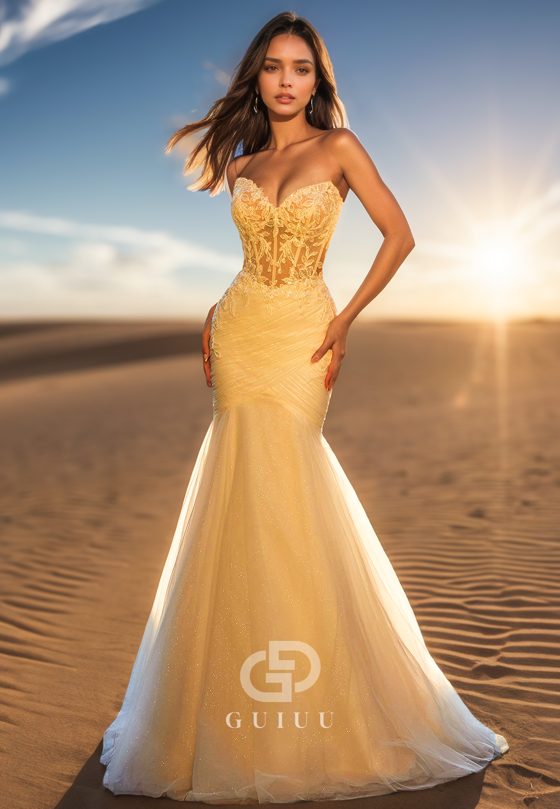 Mermaid Sleeveless Strapless Corset Tulle Appliques Romantic Wedding Dress