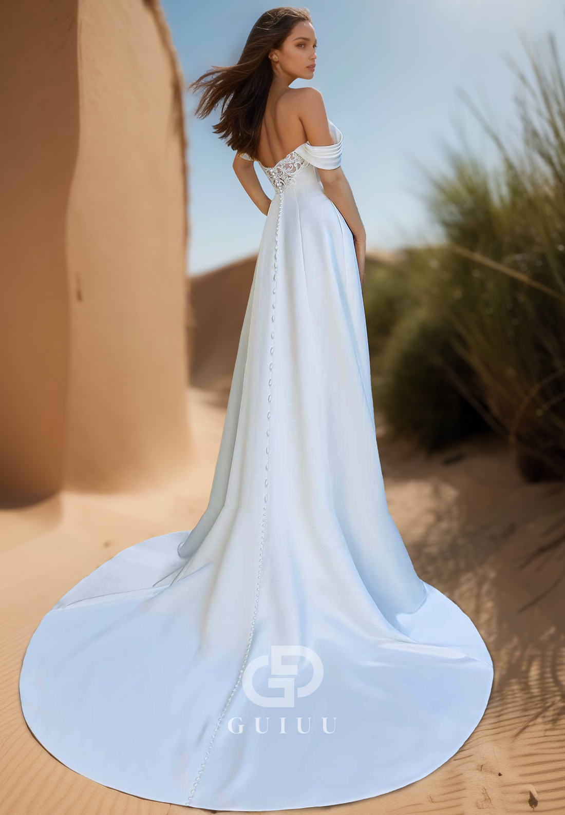 Simple Sleeveless Strapless Empire-Waist Satin Wedding Dress
