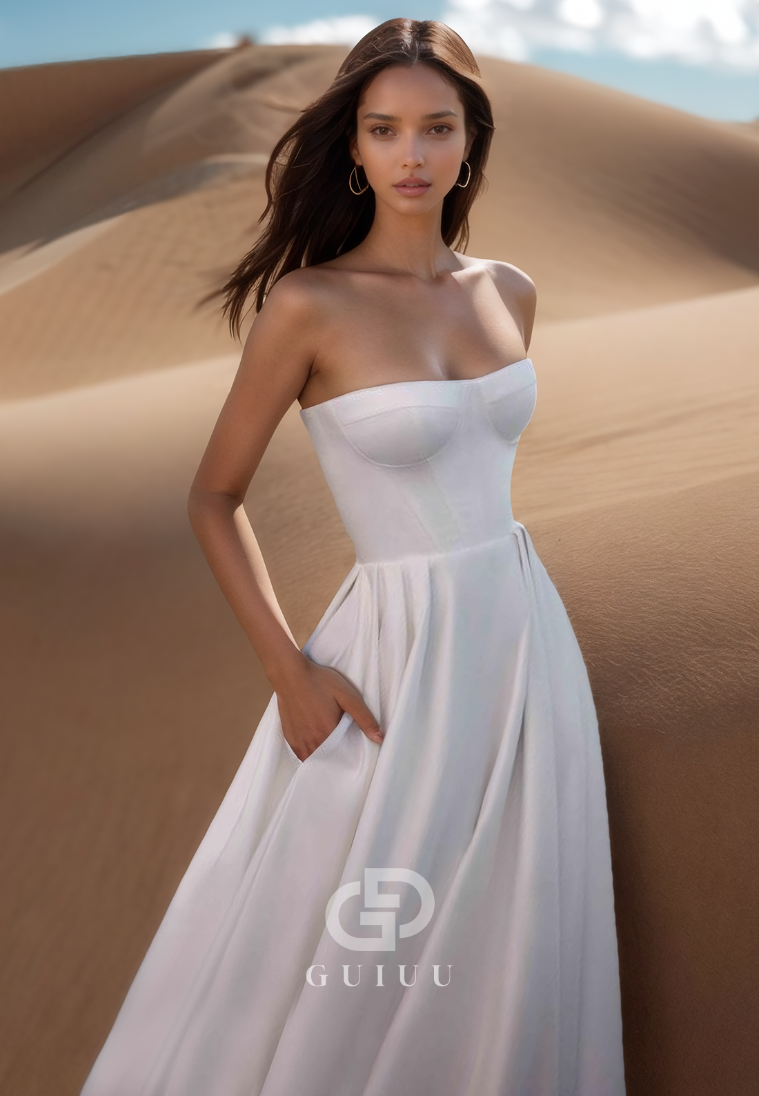 Simple A-Line Sleeveless Sweetheart Lace-Up Back Satin Wedding Dress