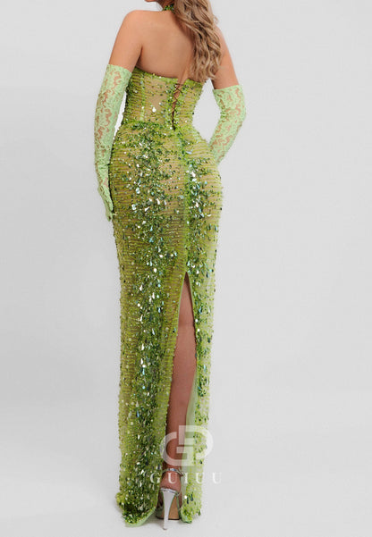 Charming Sleeveless Strapless Sequins Sheath Prom Dress