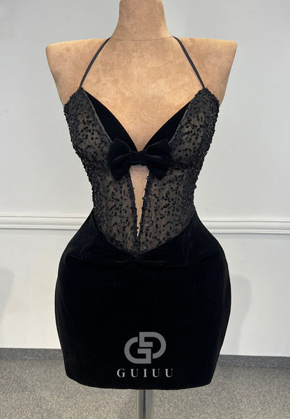 Halter Sleeveless Corset Tulle Mini Homecoming Dress