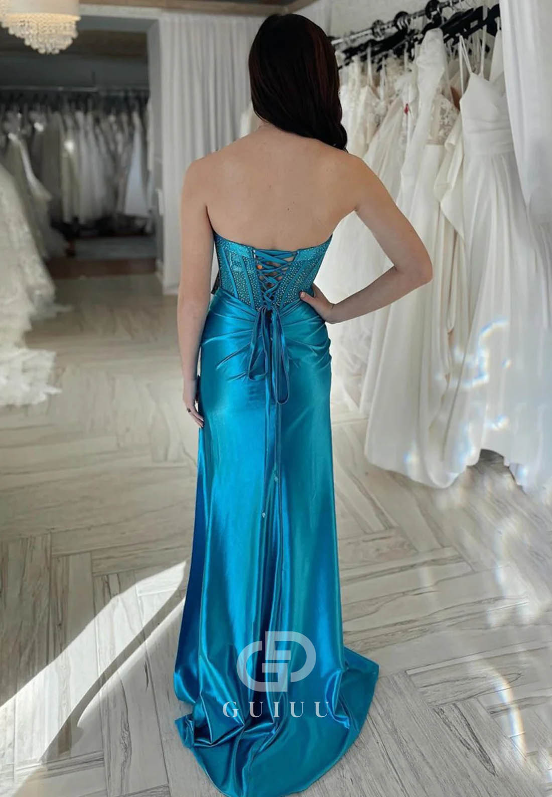 Simple Beaded Sweetheart  Mermaid Long Prom Dress