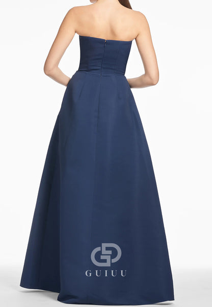 Elegant A-Line Strapless Sleeveless Printed Floral Mother of the Bride Dress