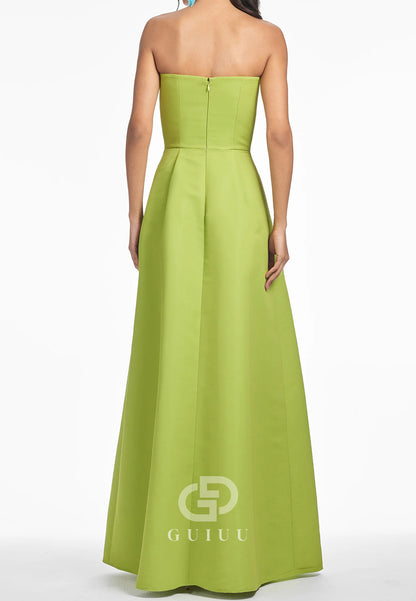 Elegant A-Line Strapless Sleeveless Printed Floral Mother of the Bride Dress