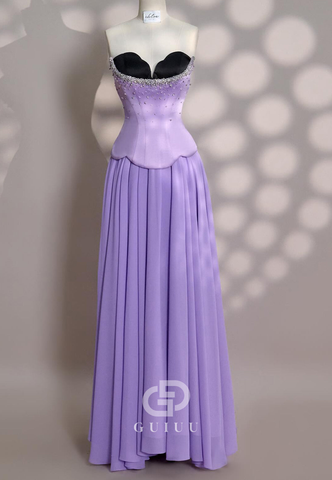 Lilac Sleeveless Strapless Corset A-Line Prom Dress