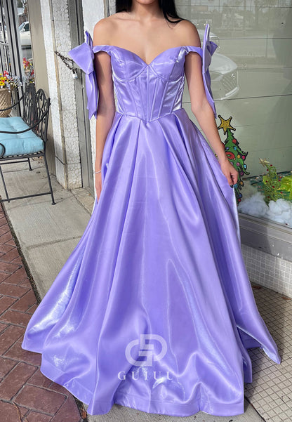 Lilac Sleeveless Strapless Empire-Waist Prom Dress