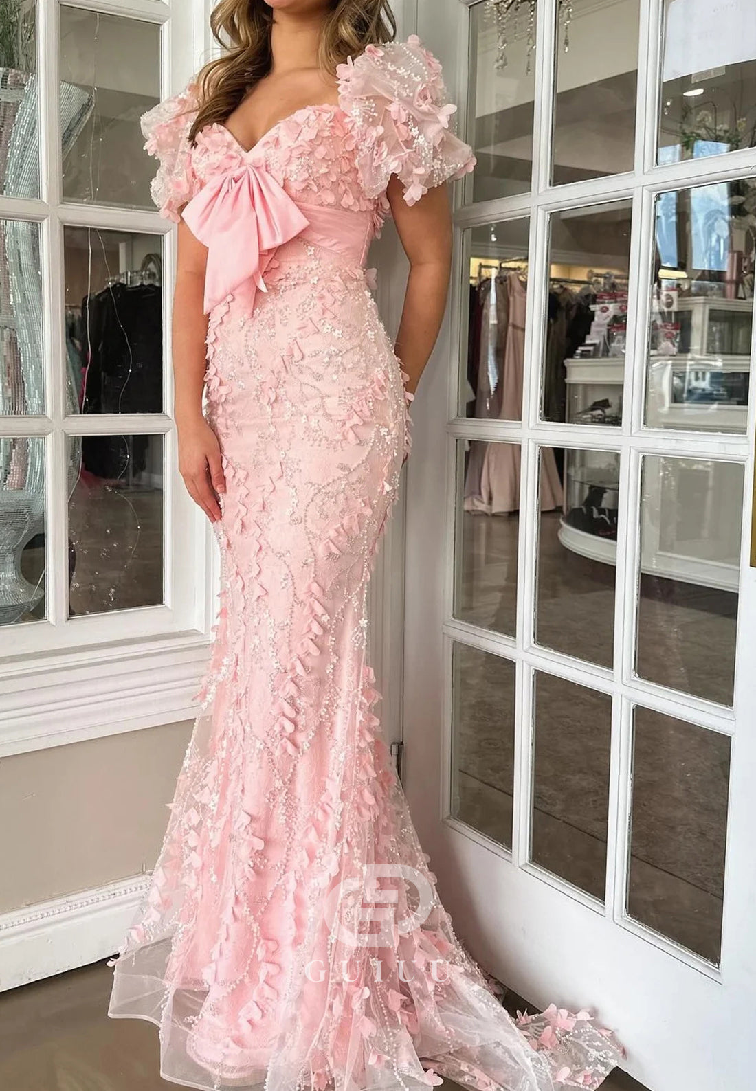 Lovely Light Blue Mermaid Off The Shoulder Long Glitter Prom Dress