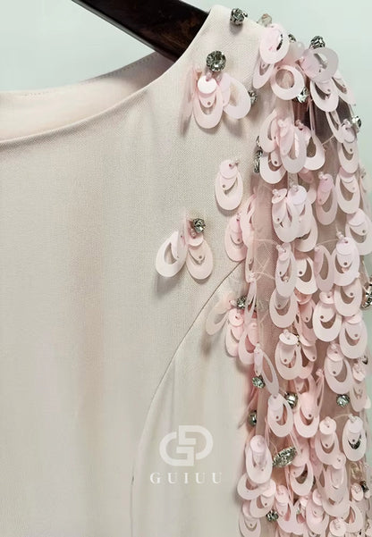 Elegant Long Sleeves Scoop Sequins A-Line Evening Dress