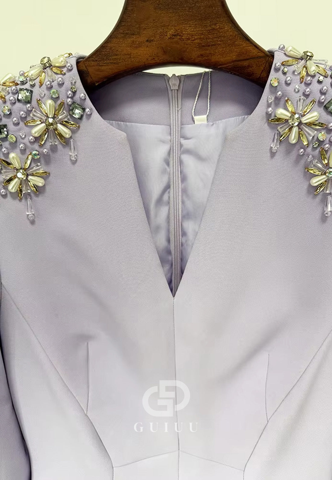 Lilac Long Sleeves V-Neck Sequins A-Line Evening Dress