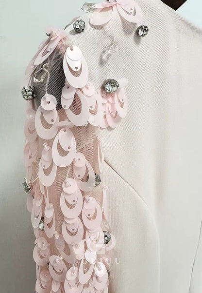 Elegant Long Sleeves Scoop Sequins A-Line Evening Dress