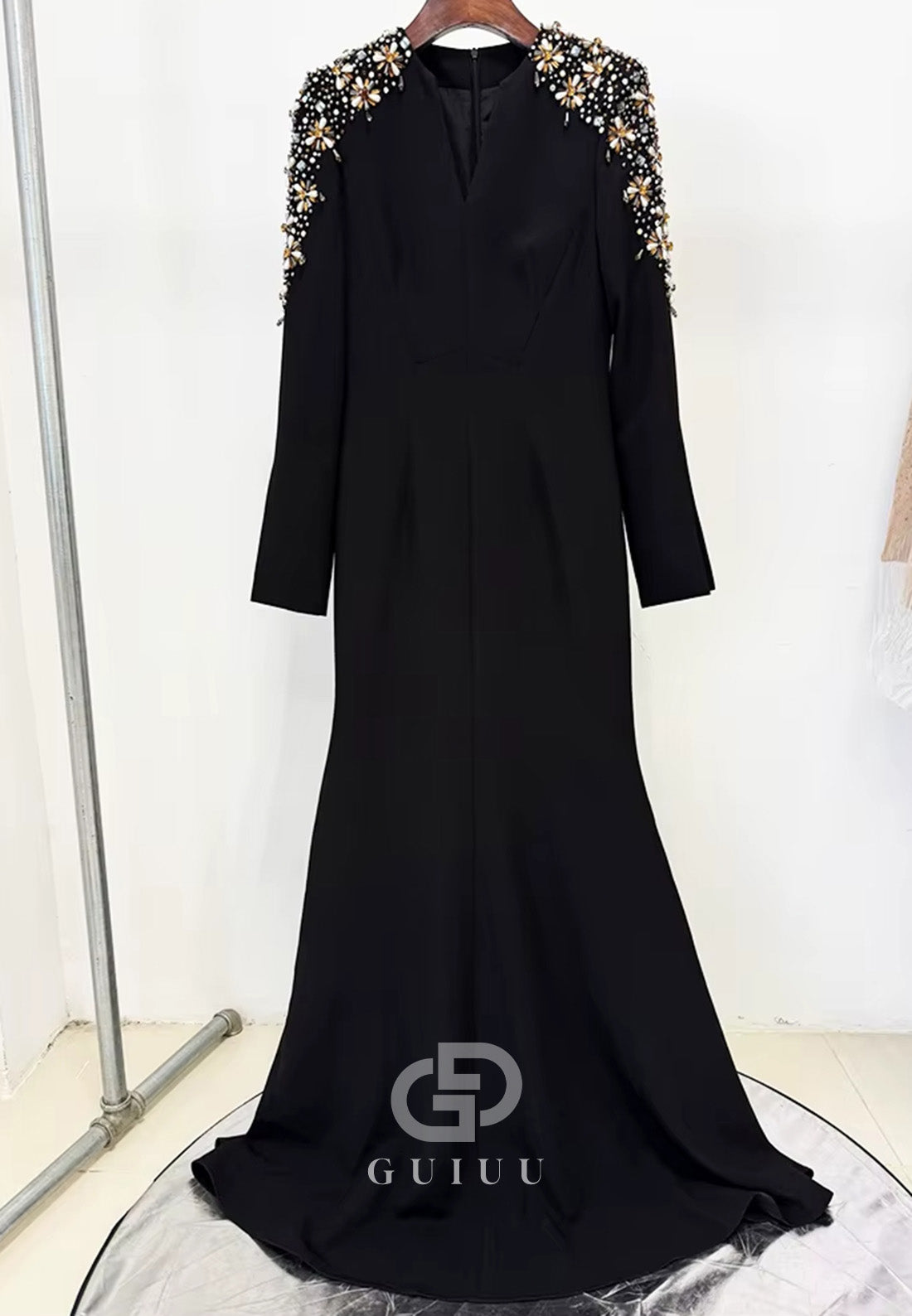 Lilac Long Sleeves V-Neck Sequins A-Line Evening Dress