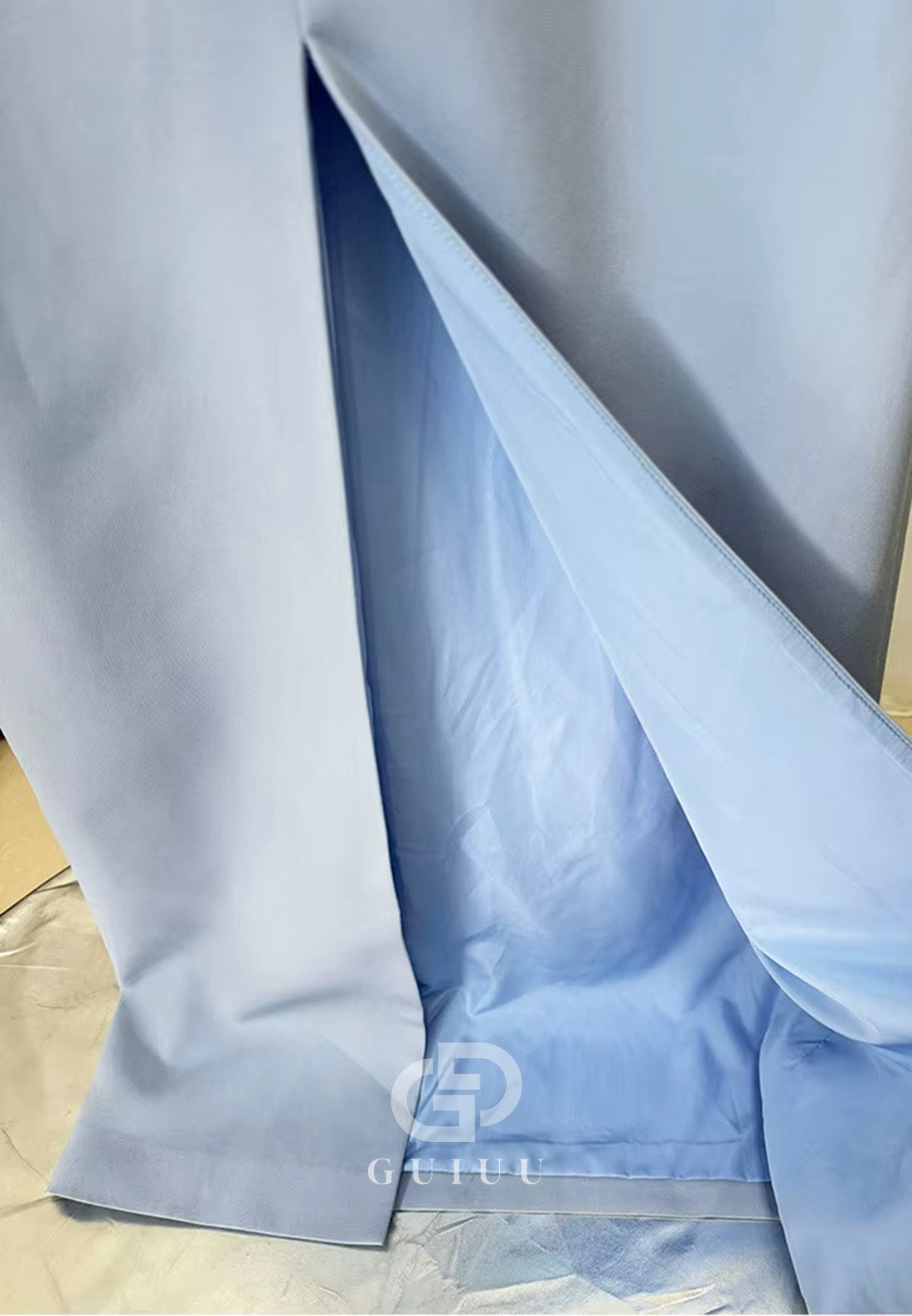 Sky Blue Long Sleeves Scoop Sequins A-Line Evening Dress