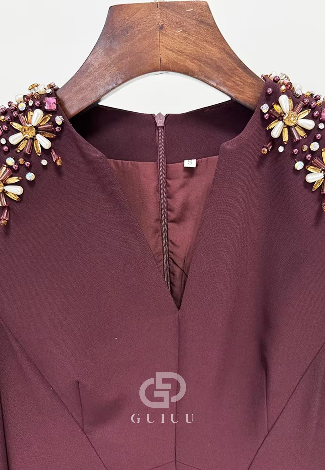 Lilac Long Sleeves V-Neck Sequins A-Line Evening Dress