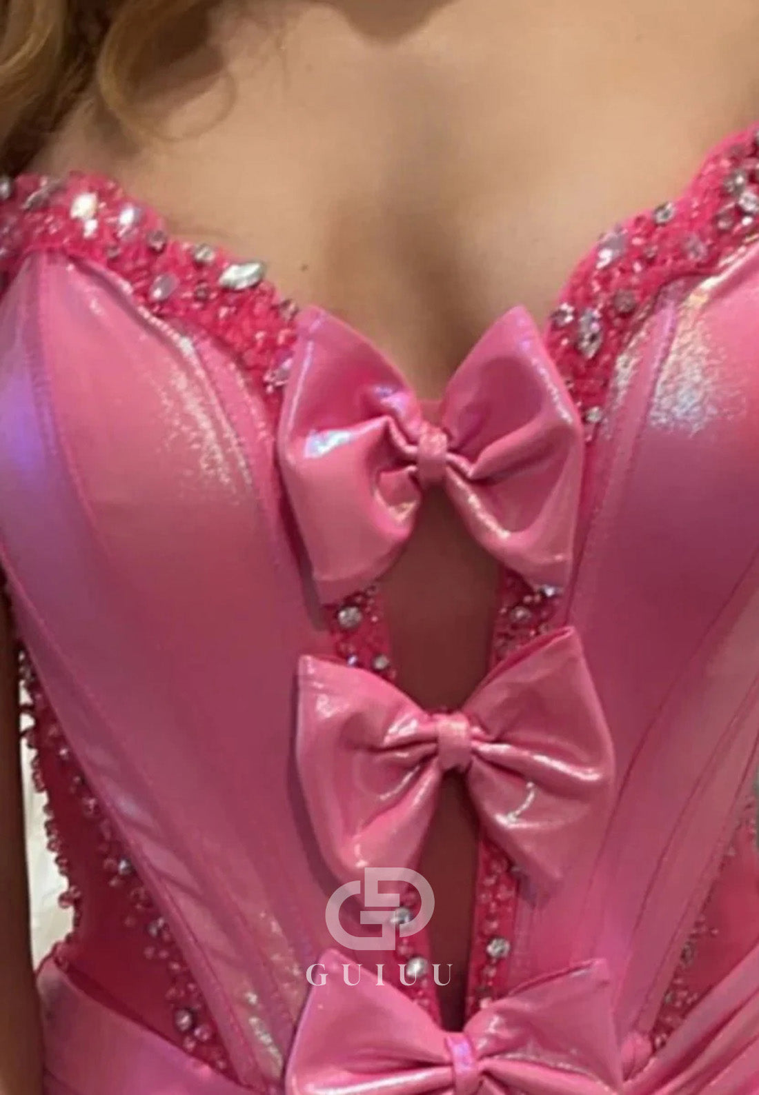 Hot Pink Sweetheart Mermaid Prom Dress with Bowknot