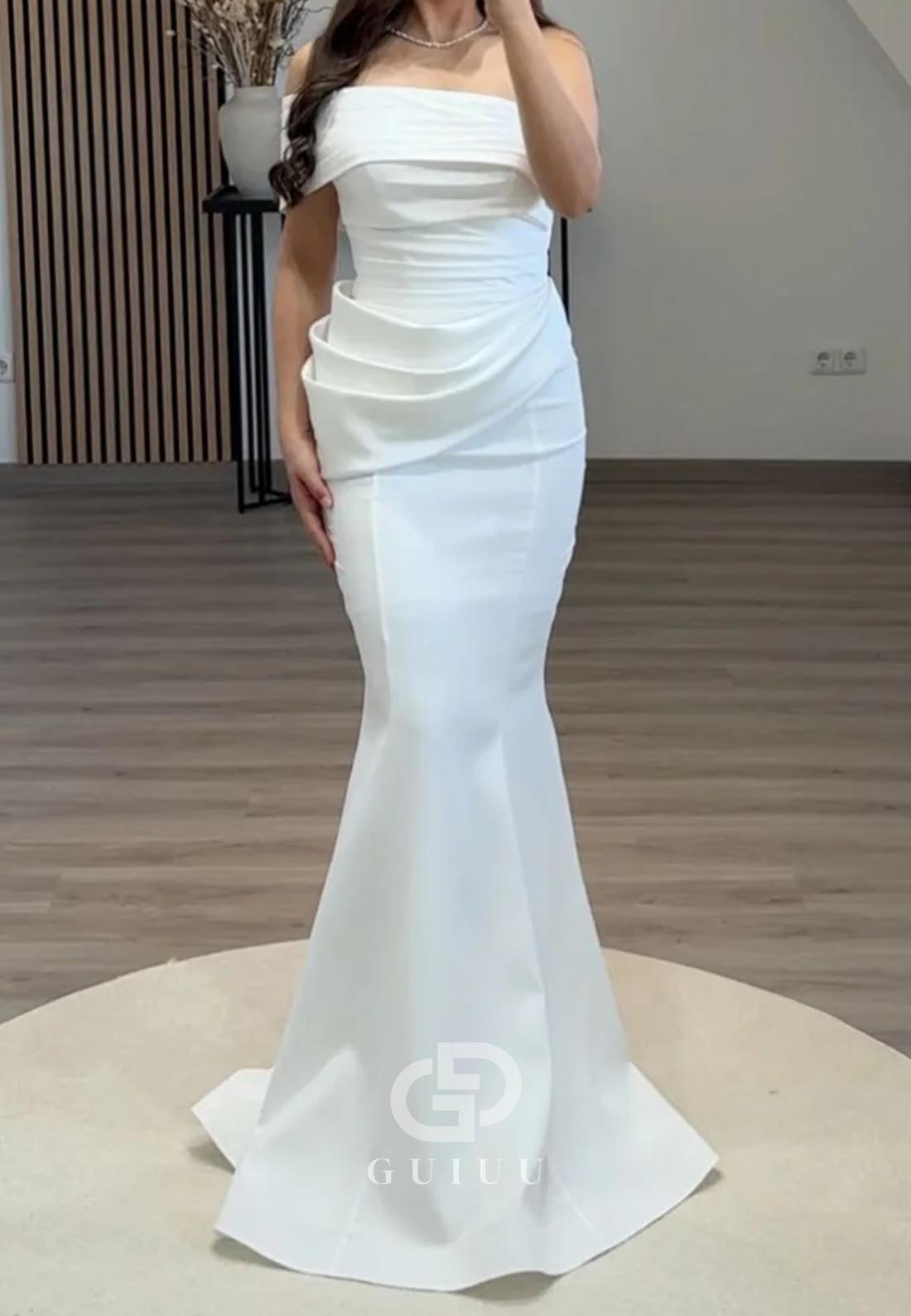 Mermaid One Shoulder Off-Shoulder Satin Evening Dress