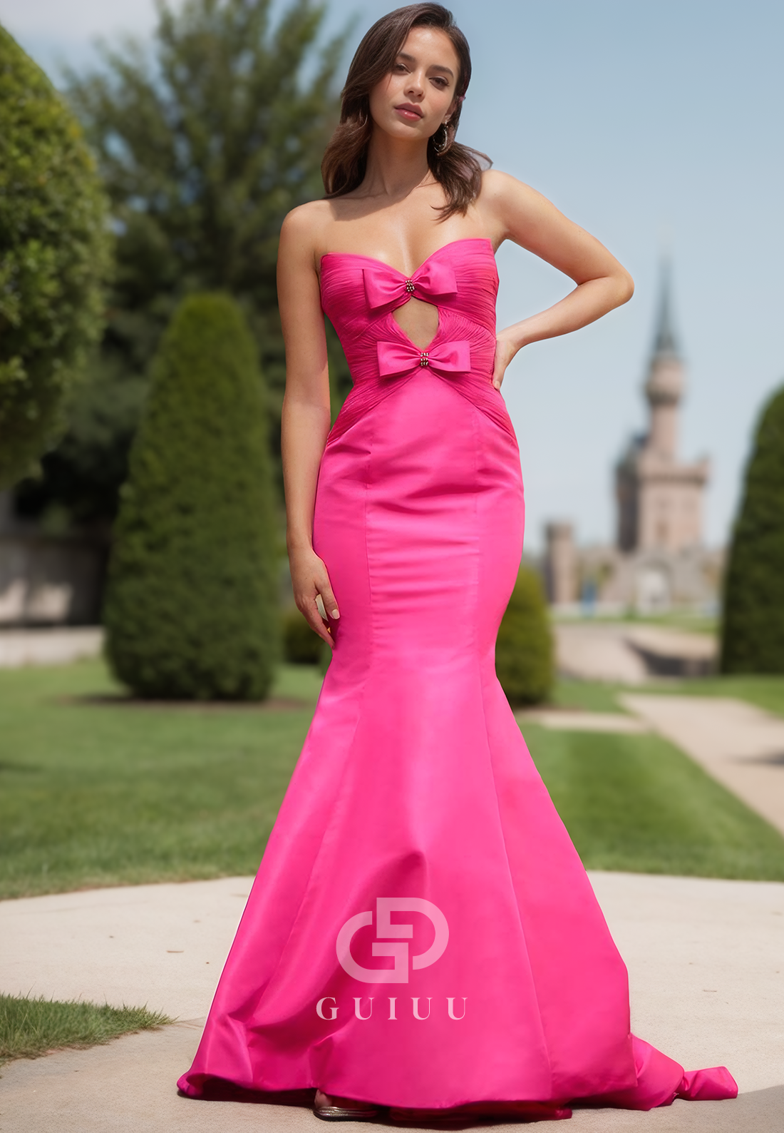 Mermaid Sleeveless Strapless Bowknot Prom Party Dress