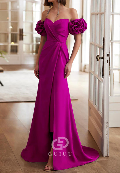 Modern a-Line Off-Shoulder Sweetheart Ruched Long Evening Dress